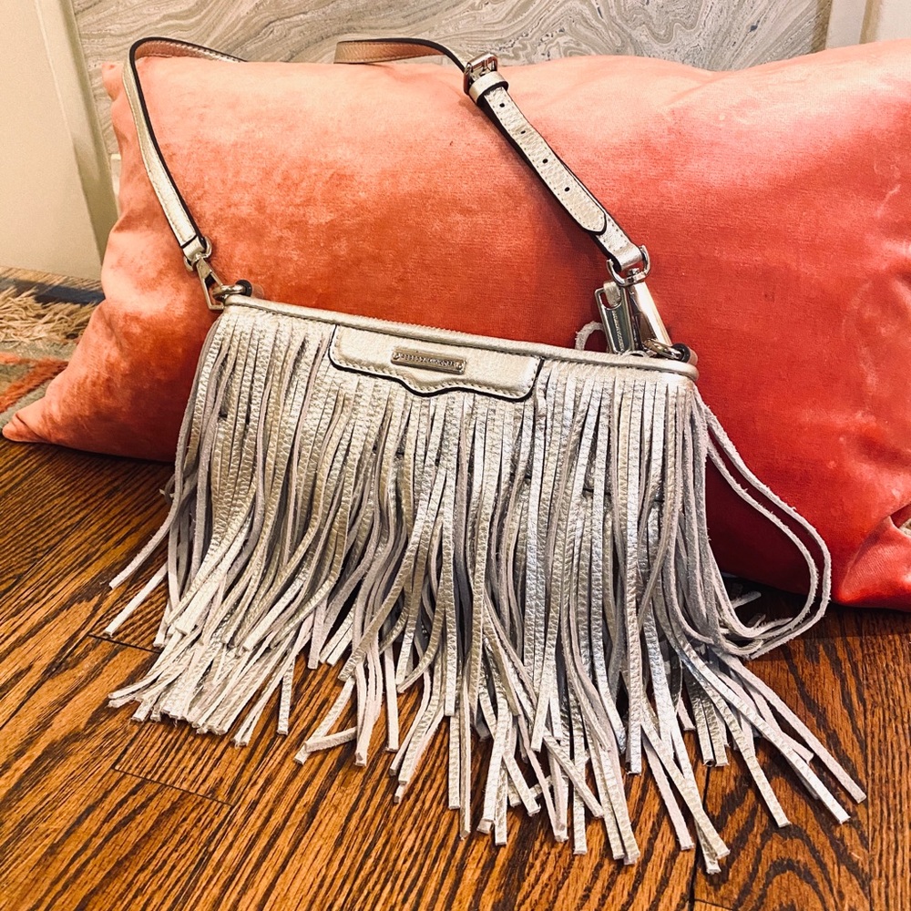 Silver Fringe Crossbody Bag